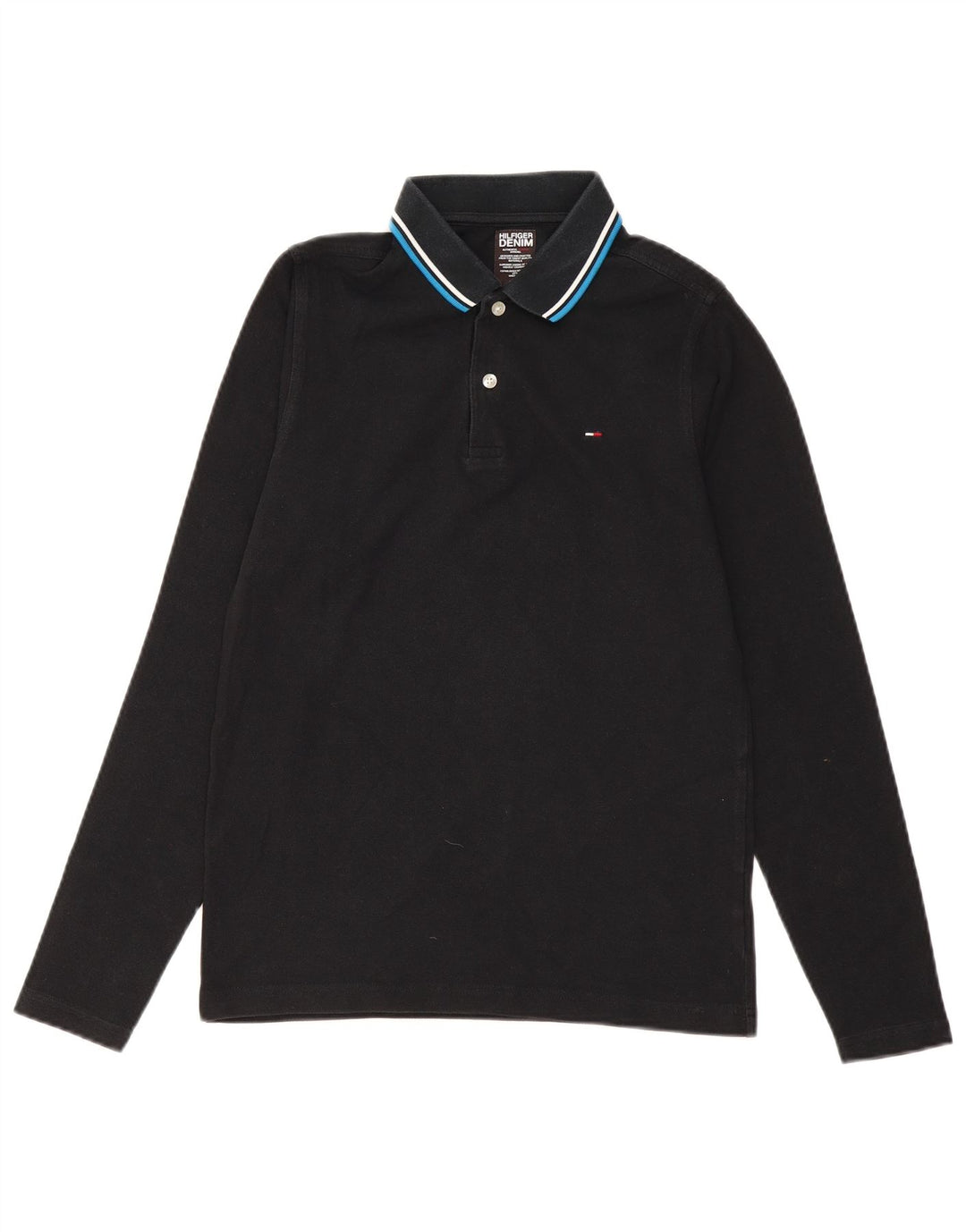 TOMMY HILFIGER Langærmet herre poloshirt Medium sort bomuld