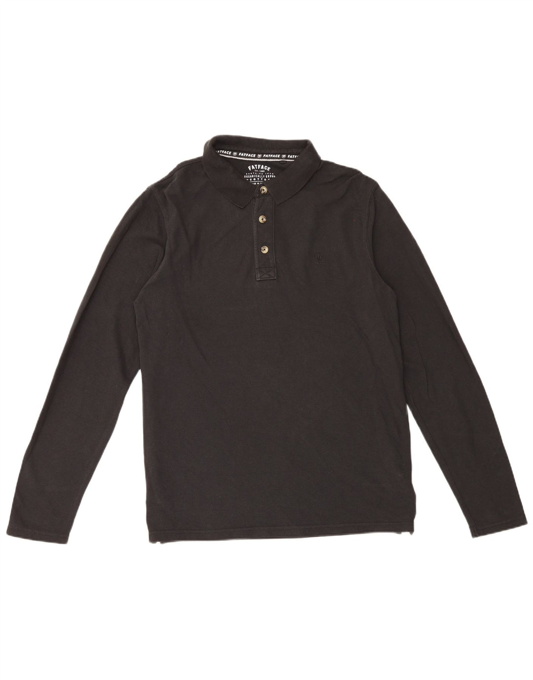 Fedt ansigt herre langærmet poloshirt Stor sort bomuld