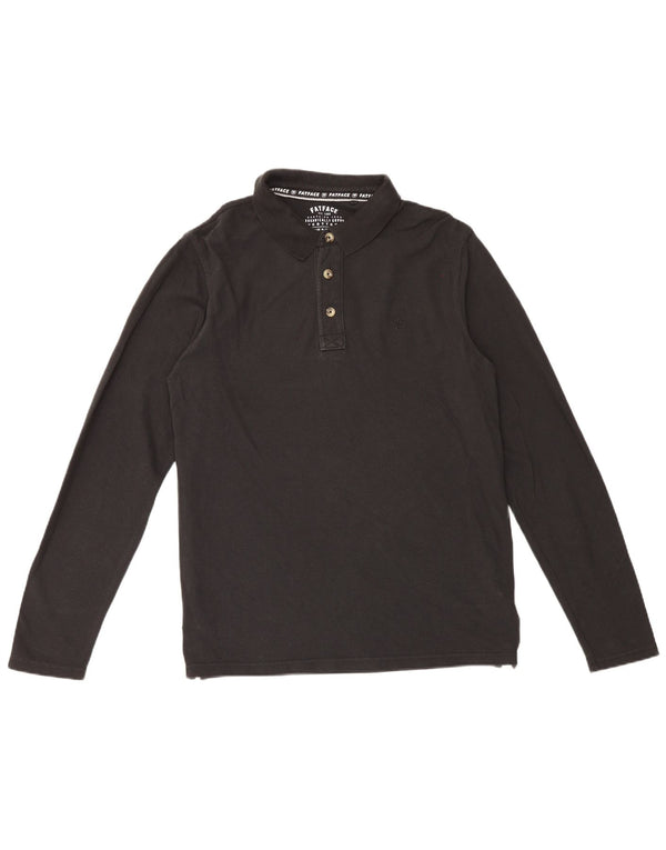Fedt ansigt herre langærmet poloshirt Stor sort bomuld
