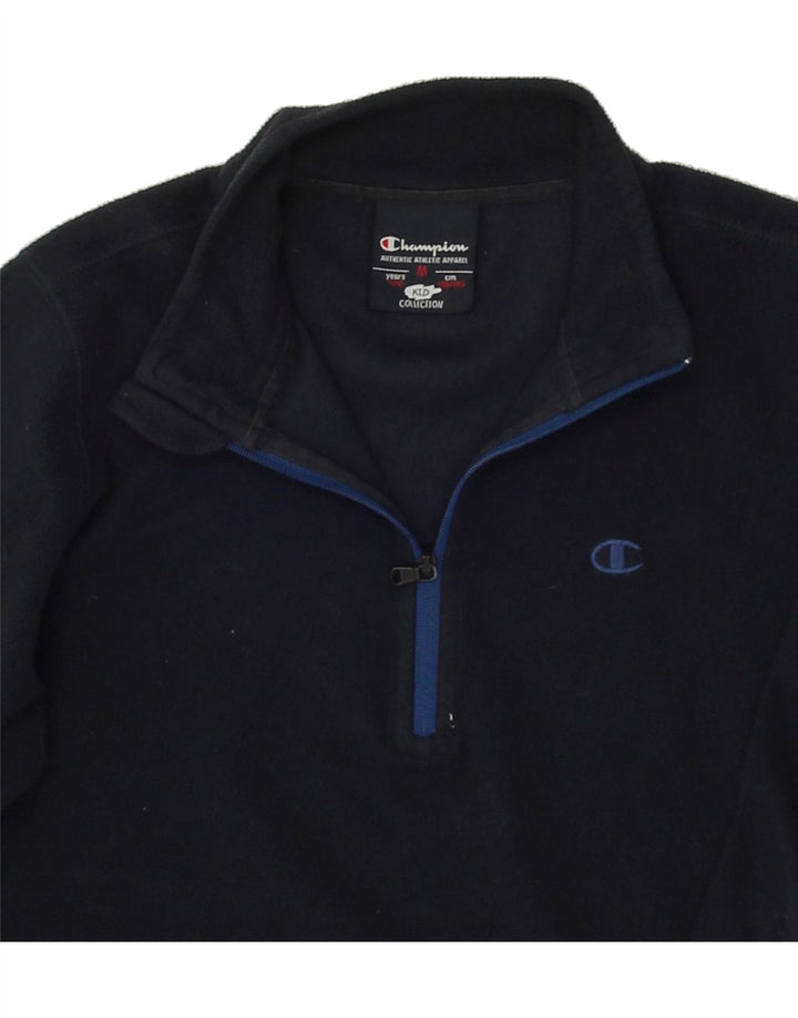CHAMPION Boys Zip Neck Fleece Jumper 9-10 Years Medium Navy Blue | Vintage Champion | Thrift | Second-Hand Champion | Used Clothing | Messina Hembry 