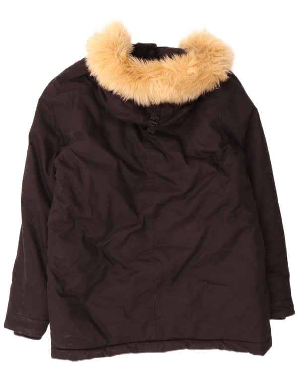 Lyle & Scott Herre Hooded Parka Jacket UK 40 Large Black Bomuld