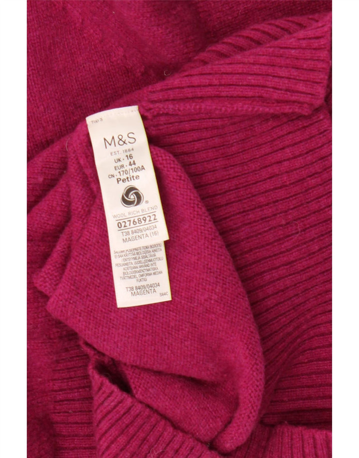 Marks & Spencer Dame Rullehals Sweater UK 16 Large Pink Lambswool