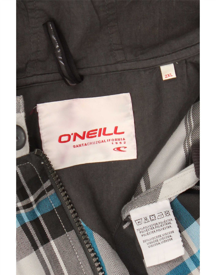 O'Neill Bomberjakke med hætte til mænd UK 44 2XL Grå ternet polyester