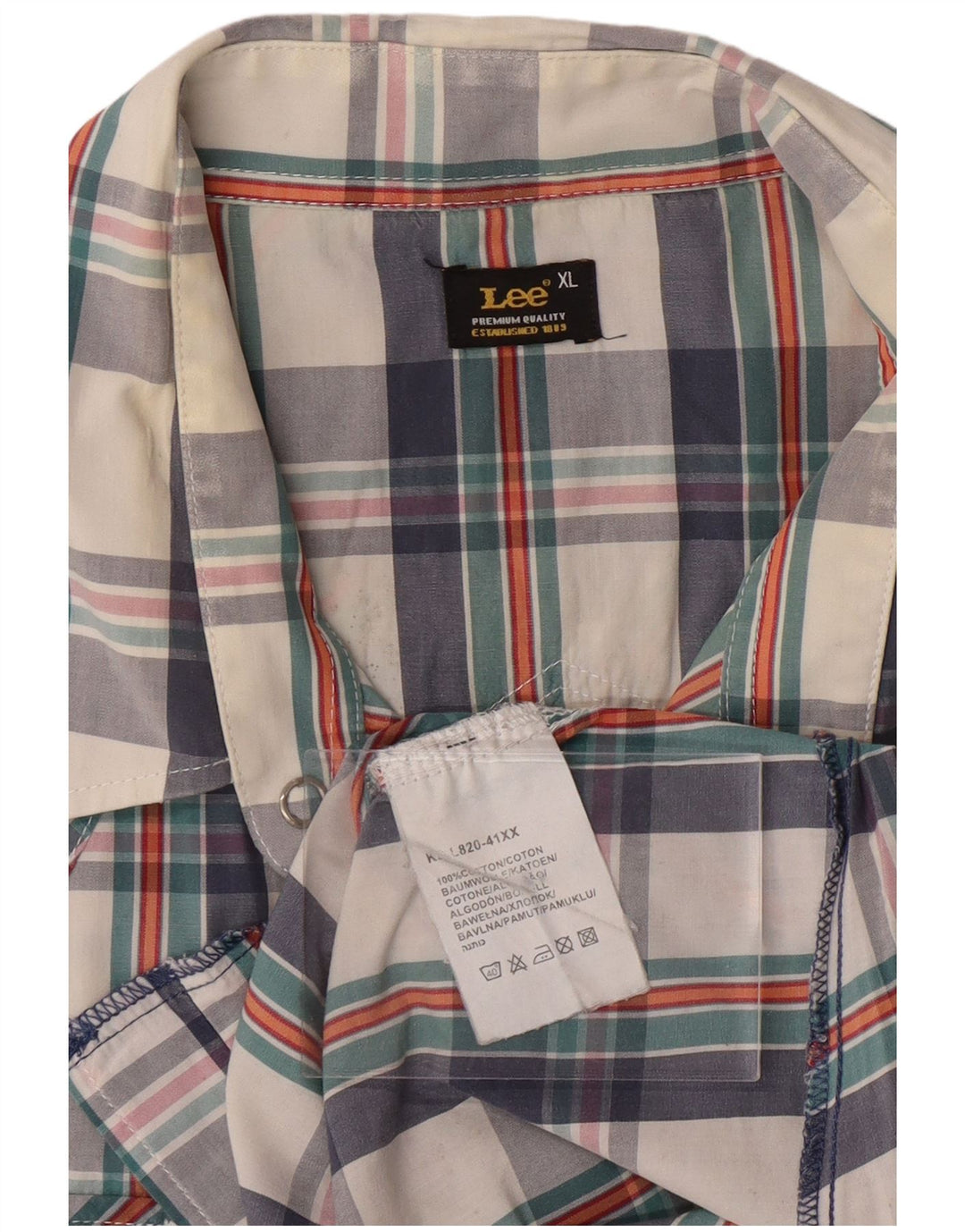 LEE Mens Short Sleeve Shirt XL Multicoloured Check Cotton