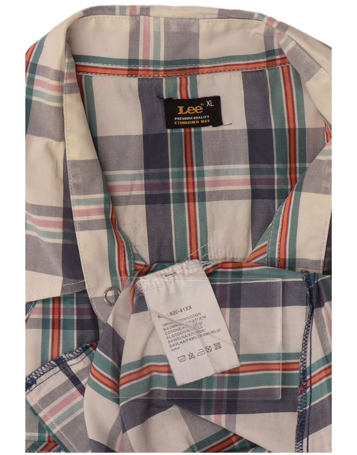 LEE Mens Short Sleeve Shirt XL Multicoloured Check Cotton
