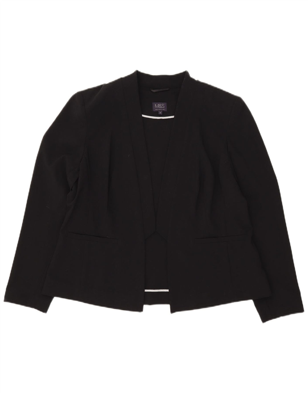 Marks & Spencer Womens Open Blazer Jacket UK 18 XL Sort Polyester