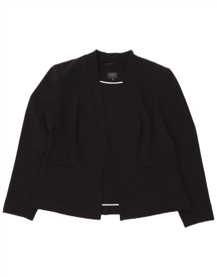 Marks & Spencer Womens Open Blazer Jacket UK 18 XL Sort Polyester