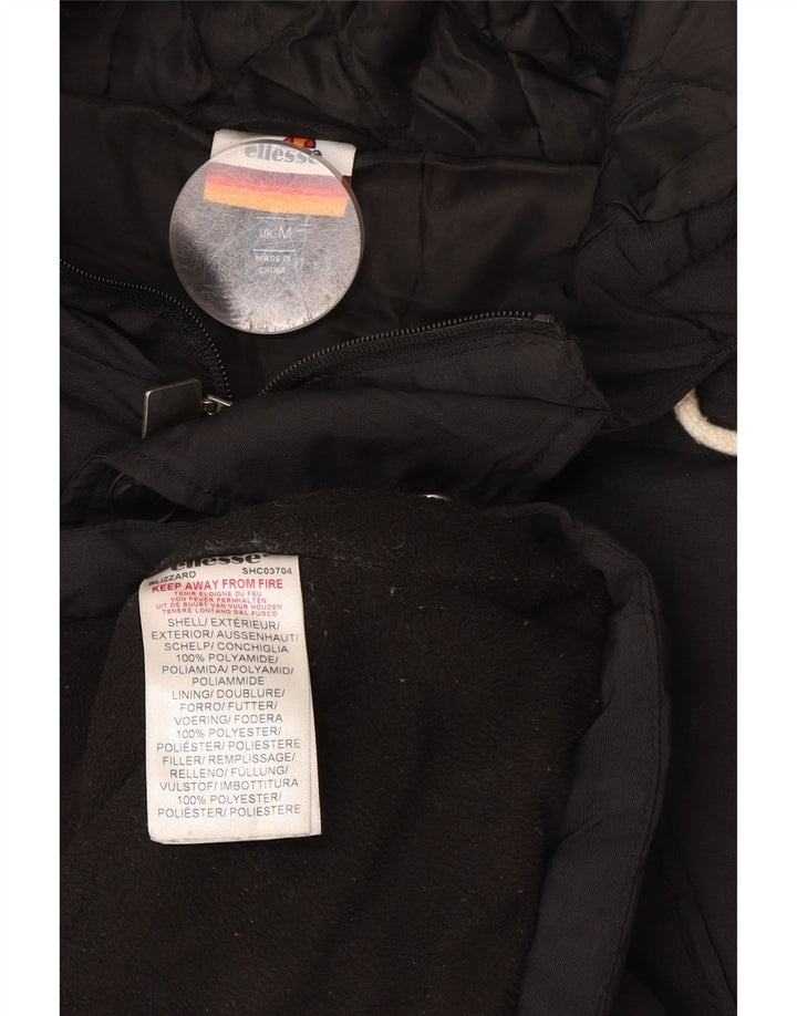 Ellesse Herre Hooded Parka Jacket UK 38 Medium Black Polyester