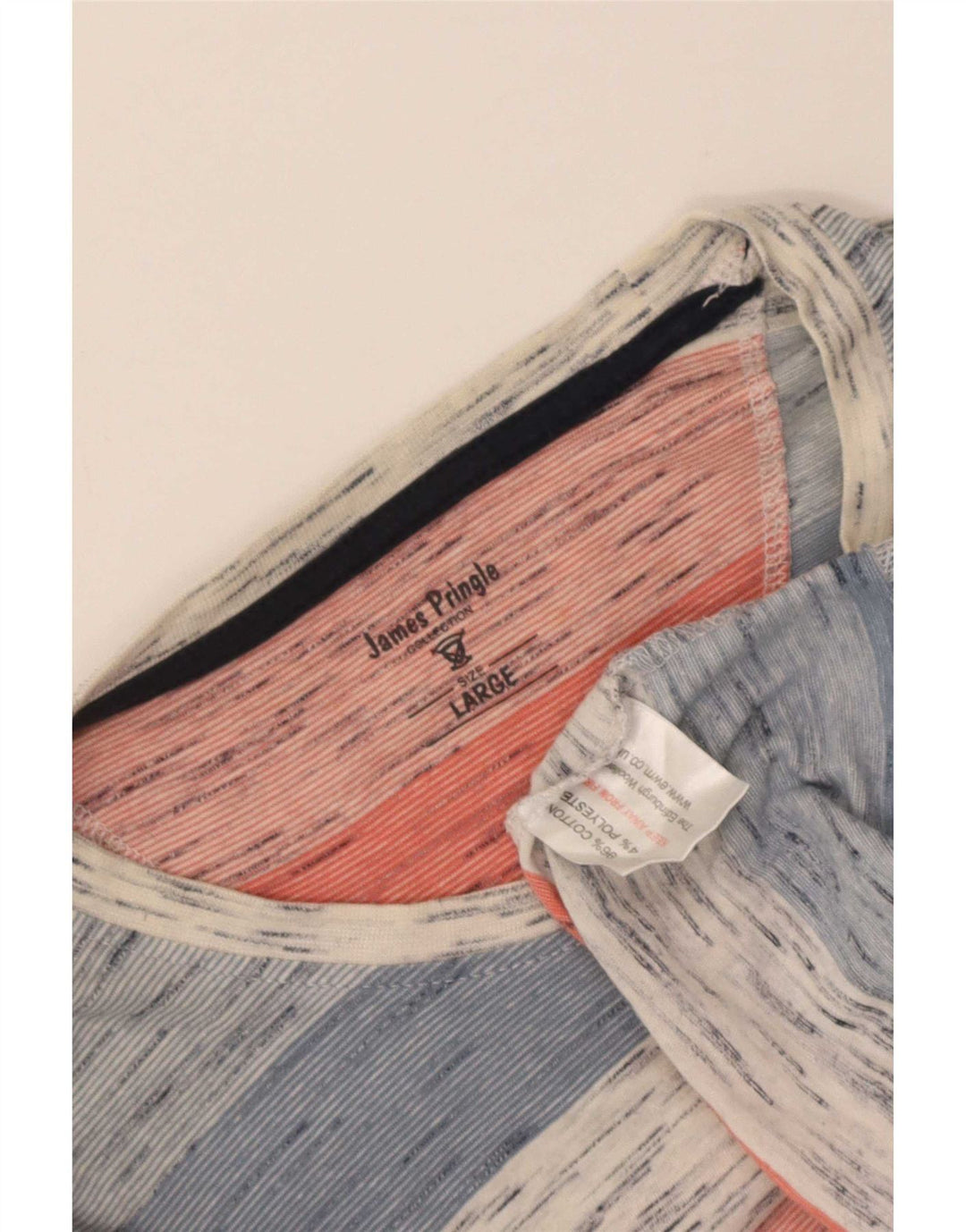 James Pringle Herre T-shirt Top Stor flerfarvet stribet bomuld