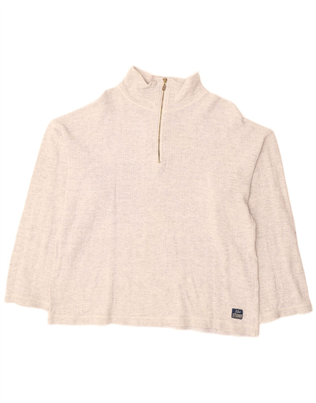 VINTAGE trøje med lynlås til kvinder UK 18 XL Grå