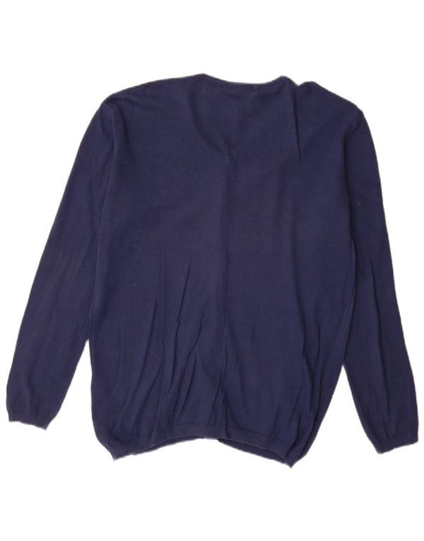 Zara Dame Cardigan Sweater UK 14 Medium Navy Blue Bomuld
