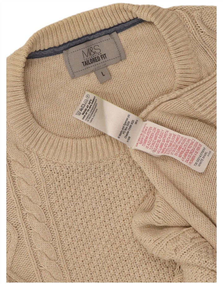 Marks & Spencer herre skræddersyet pasform rund hals sweater stor beige