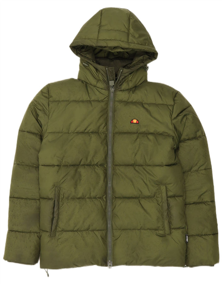 ELLESSE Herre hættepolstret jakke UK 36 Lille grøn polyester