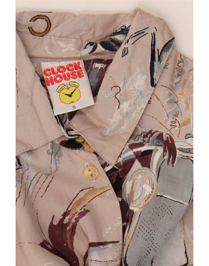 C&A Womens Clock House Grafisk Oversized skjortebluse UK 10 Small Beige