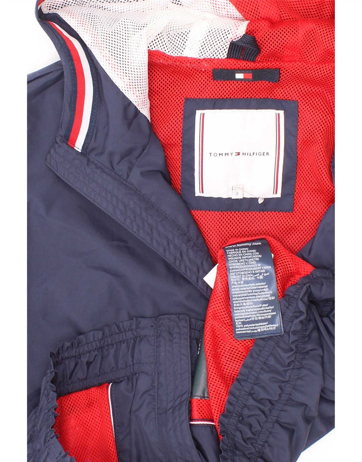 Tommy Hilfiger Boys Hooded Bomber Jacket 7-8 år Navy Blue Polyester