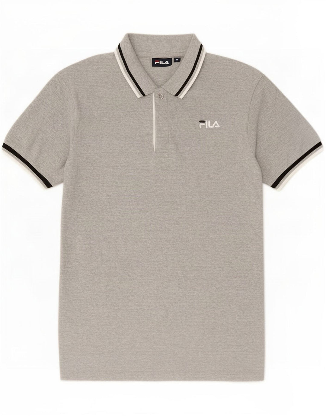 Fila herre poloshirt mellemgrå stribet bomuld