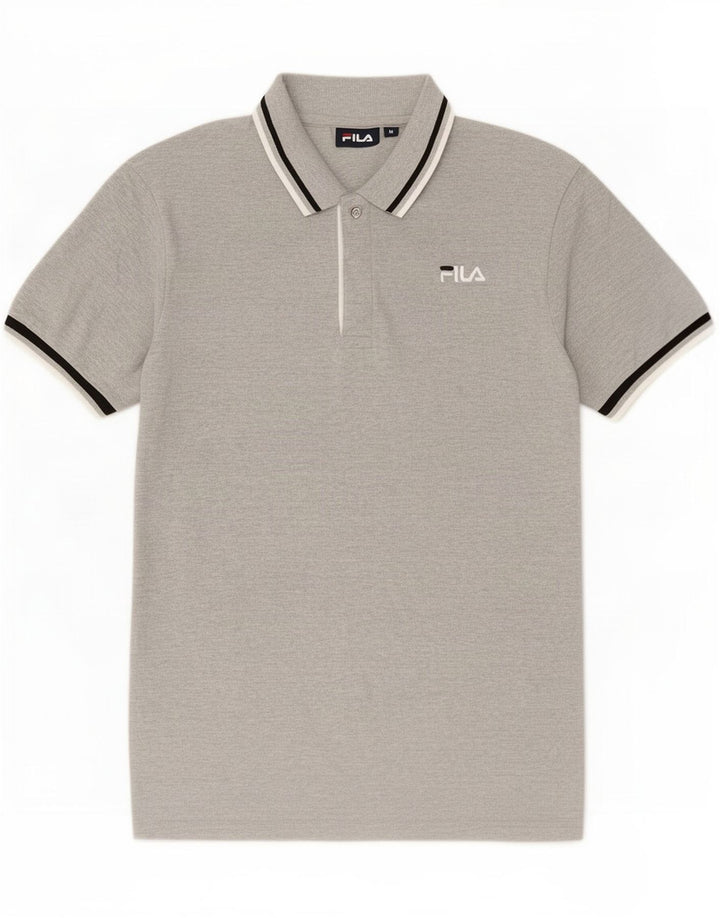 Fila herre poloshirt mellemgrå stribet bomuld