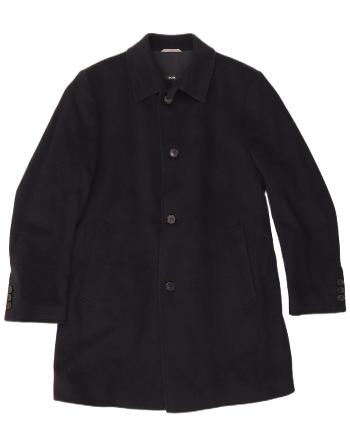 Hugo Boss Herre Overfrakke IT 50 Stor Marineblå Ny Uld