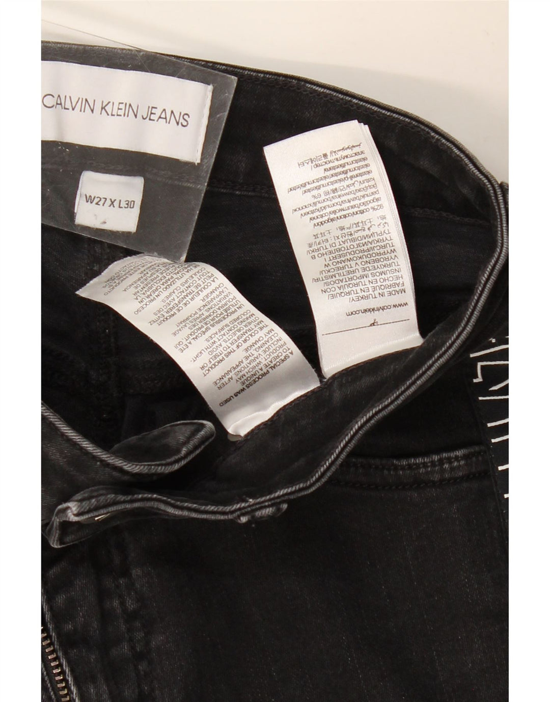 CALVIN KLEIN Kvinders Grafiske Skinny Jeans W27 L30 Sort Bomuld