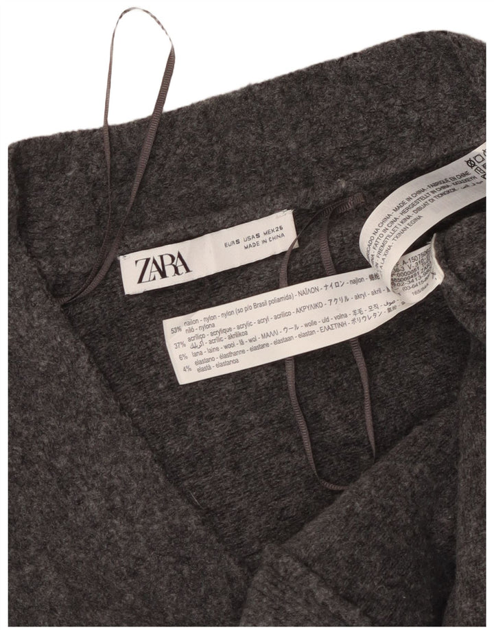 Zara Dame Oversized Cardigan Sweater UK 10 Small Grå Nylon