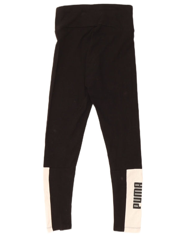 Puma Kvinders Grafiske Crop Leggings UK 4 XS Sort Colourblock Bomuld