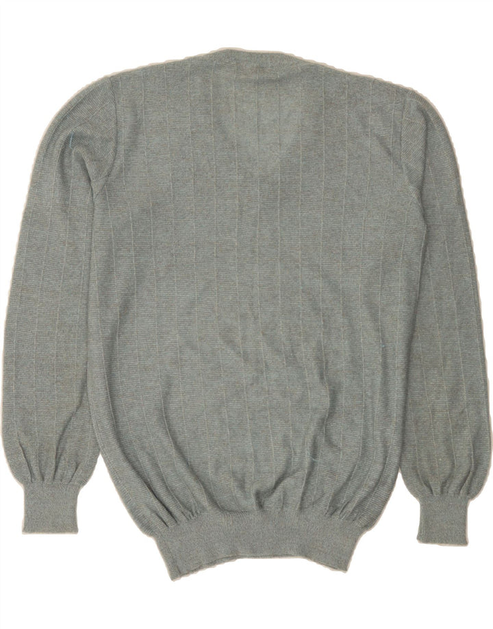 VINTAGE Mens V-Neck Jumper Sweater Medium Blue Vintage Vintage and Second-Hand Vintage from Messina Hembry 