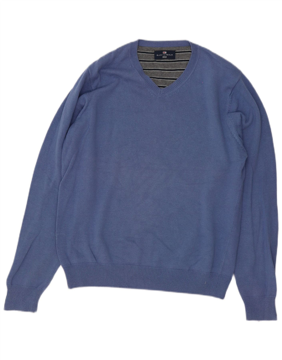 Marks & Spencer Herre Blue Harbor V-hals sweater mellemblå bomuld