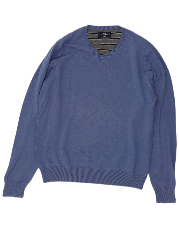 Marks & Spencer Herre Blue Harbor V-hals sweater mellemblå bomuld