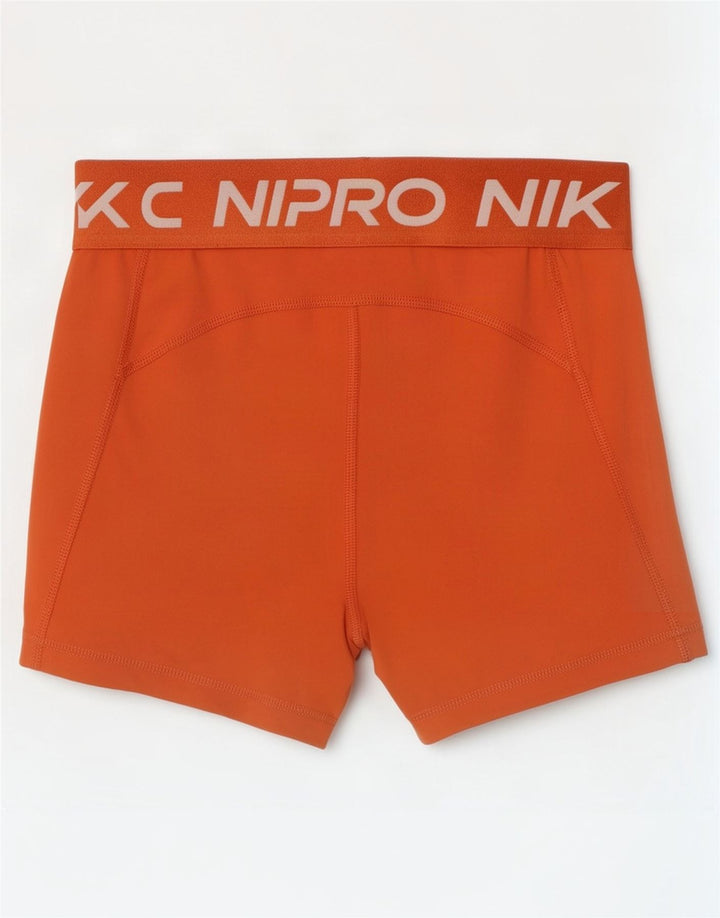 Nike Dame Dri Fit grafiske sportsshorts UK 8 Small Orange Polyester