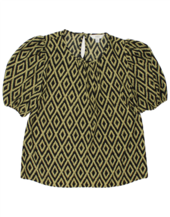 Marks & Spencer Damebluse Top UK 10 Small Black Argyle/Diamond