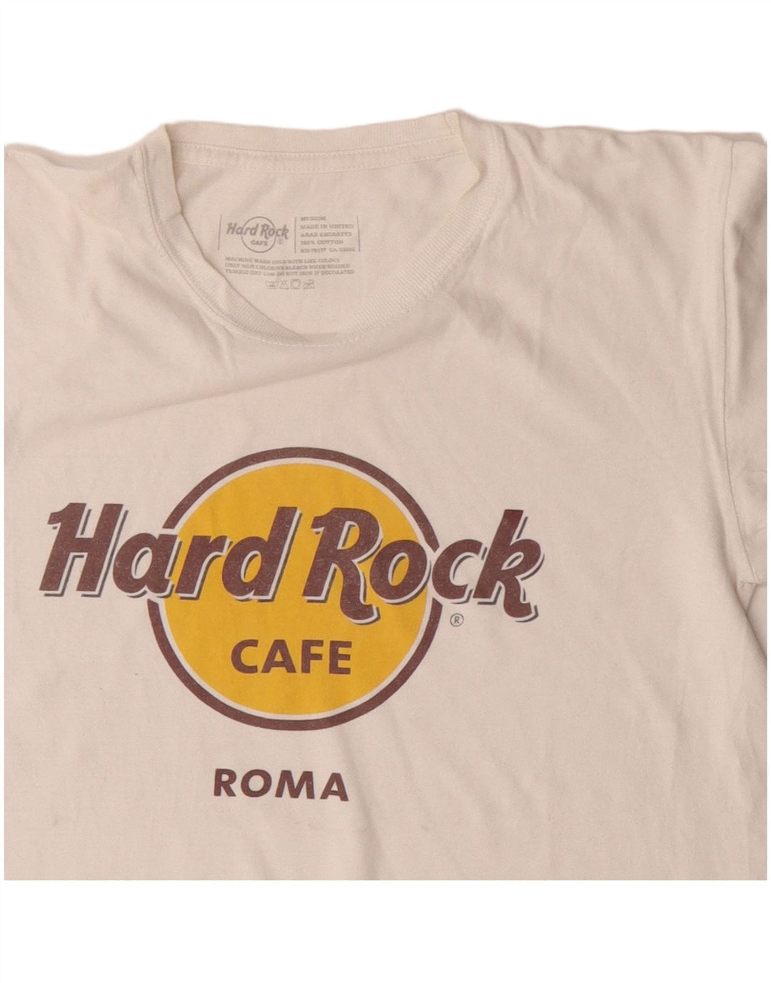Hard Rock Cafe Herre Roma Grafisk T-shirt Top Medium Off White Bomuld