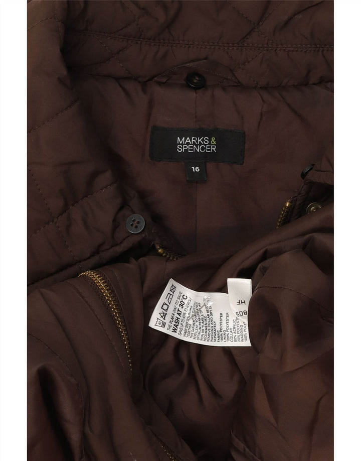 Marks & Spencer Quiltet jakke til kvinder UK 16 Stor brun polyester