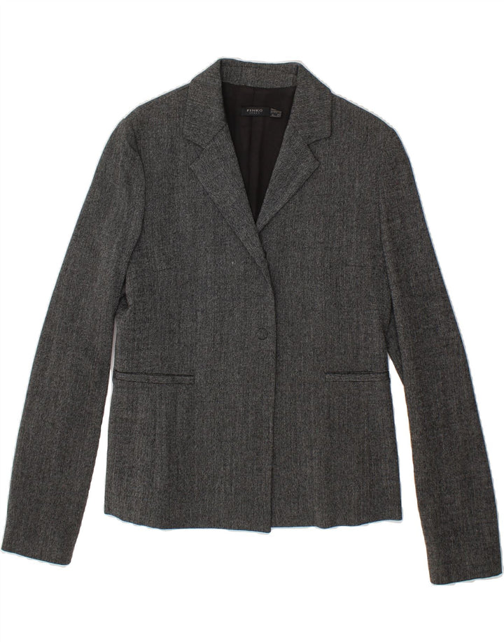 PINKO Womens 1 Button Blazer Jacket UK 12 Medium Grey Viscose Vintage Pinko and Second-Hand Pinko from Messina Hembry 