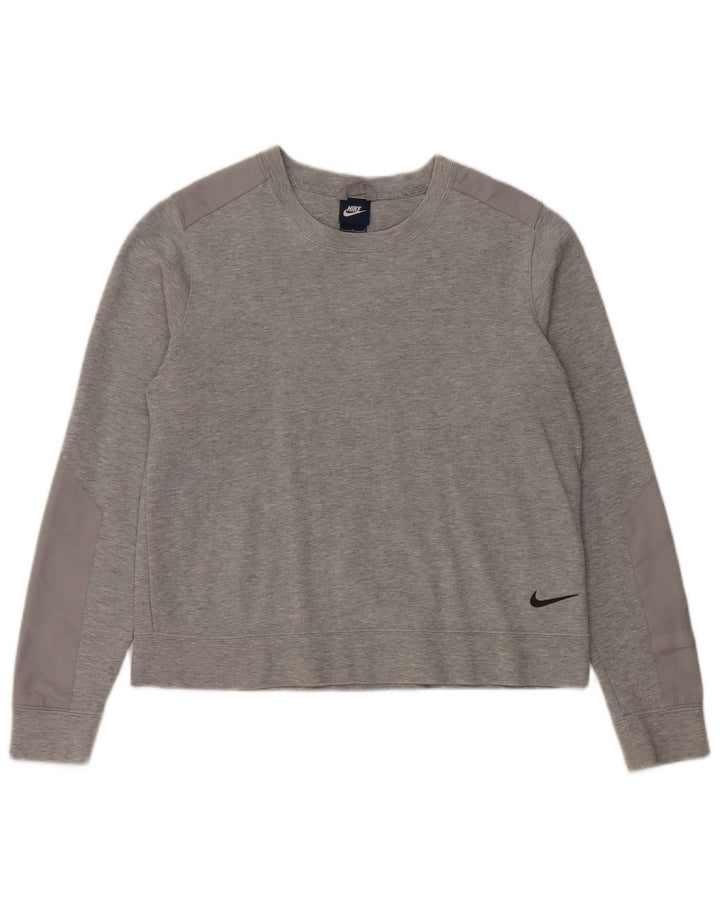 Nike Dame Sweatshirt Jumper UK 16 Stor Grå Bomuld
