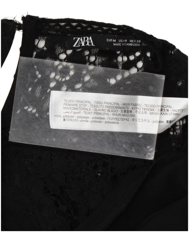 Zara langærmet basiskjole til kvinder DK 14 Medium Black Floral Polyester