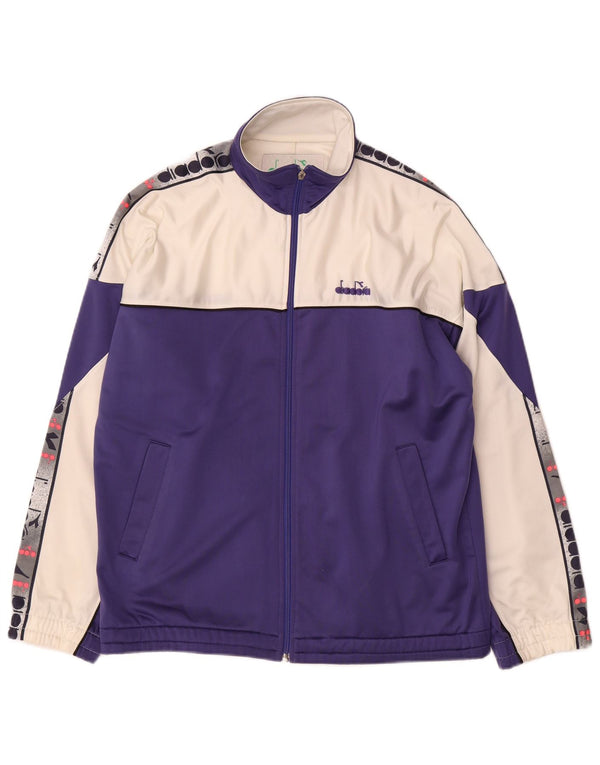 Diadora Herre grafisk træningsdragt Topjakke UK 40 Medium Lilla Colourblock