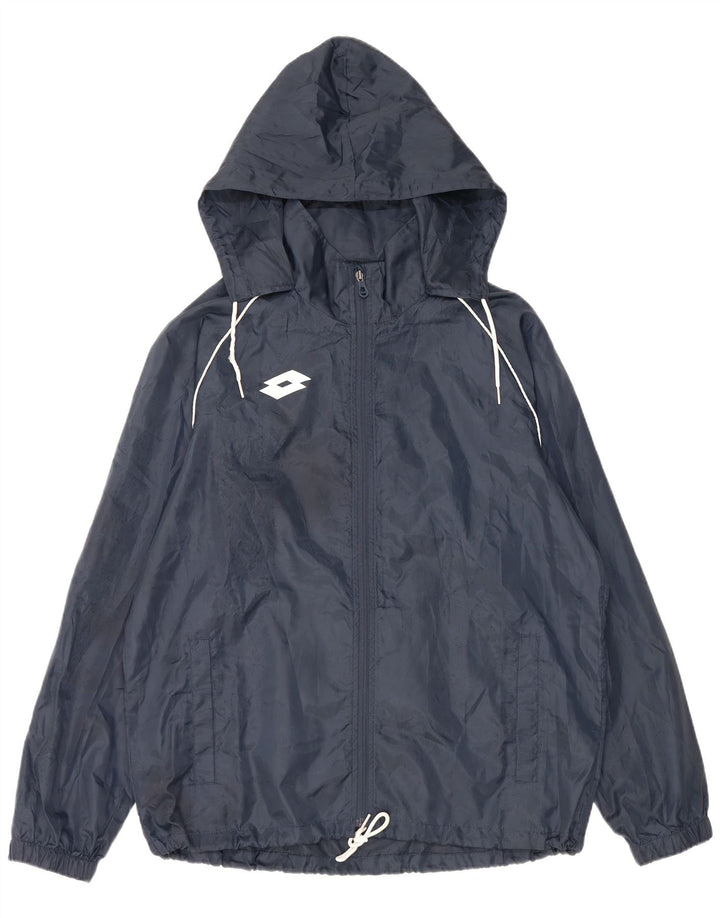 Lotto Regnjakke med hætte til mænd UK 40 Large Navy Blue Polyester