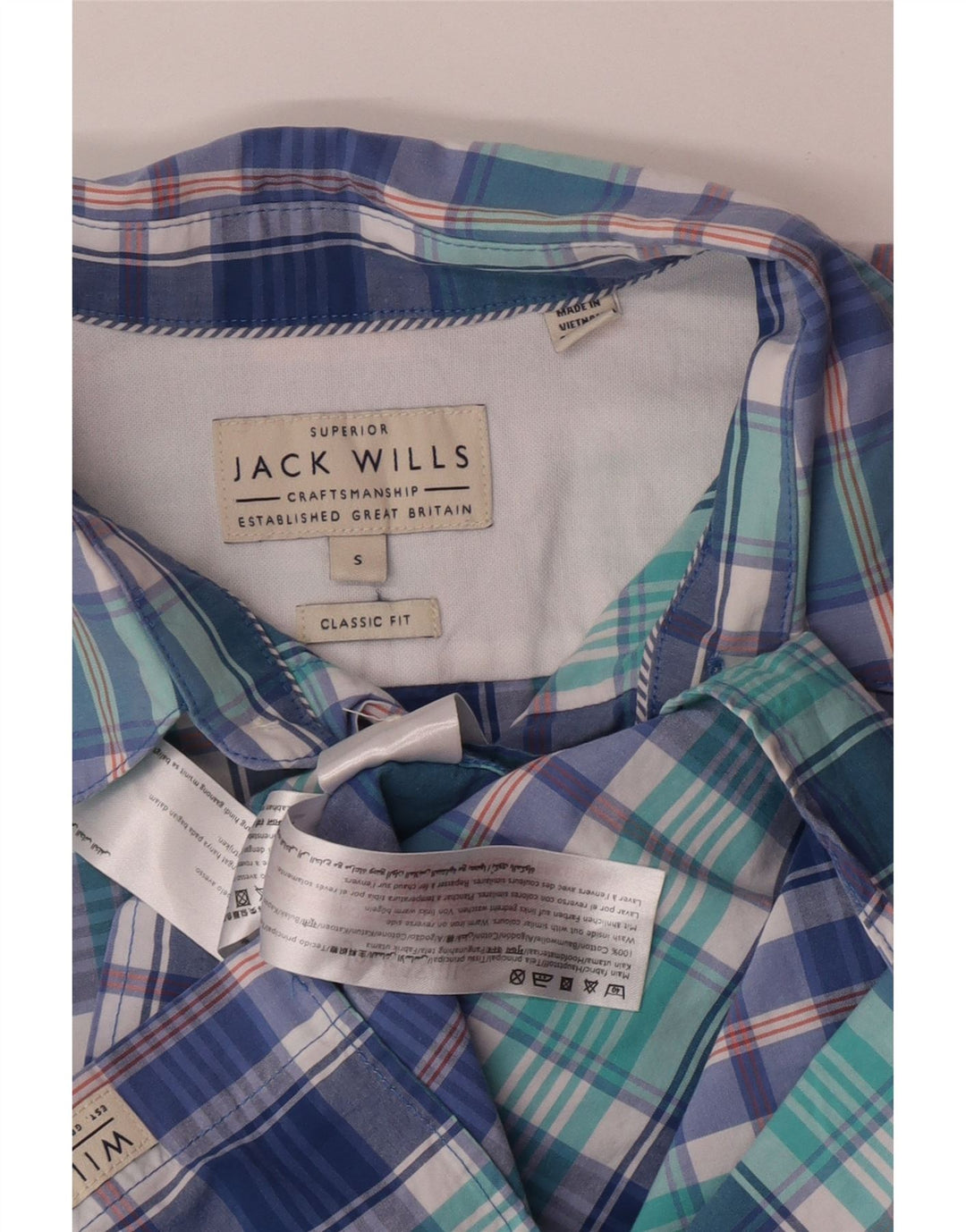 Jack Wills Herre Classic Fit skjorte lille blå ternet bomuld