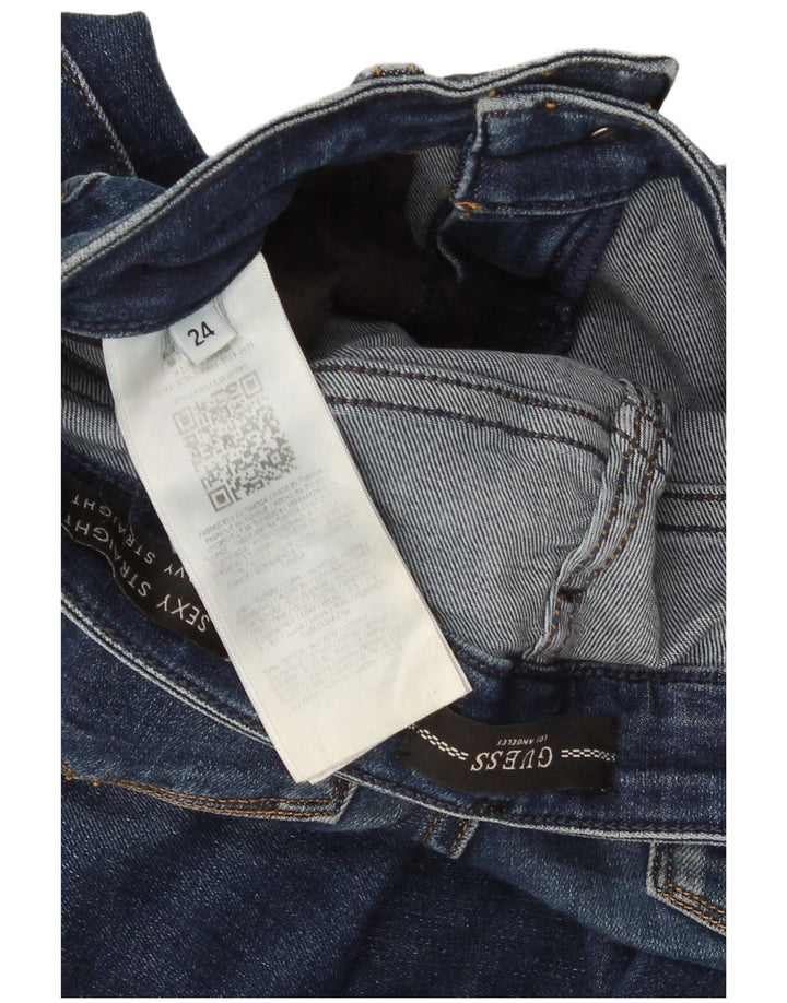 Guess Womens Curvy Straight Jeans W24 L26 Blue Cotton