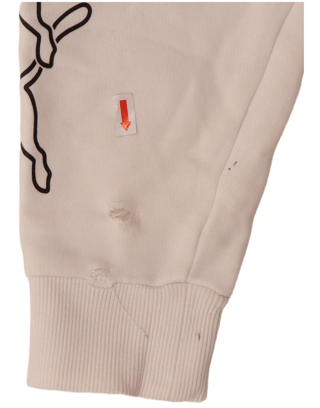 PUMA Oversized grafisk hættetrøjetrøje til kvinder UK 10 Lille hvid bomuld