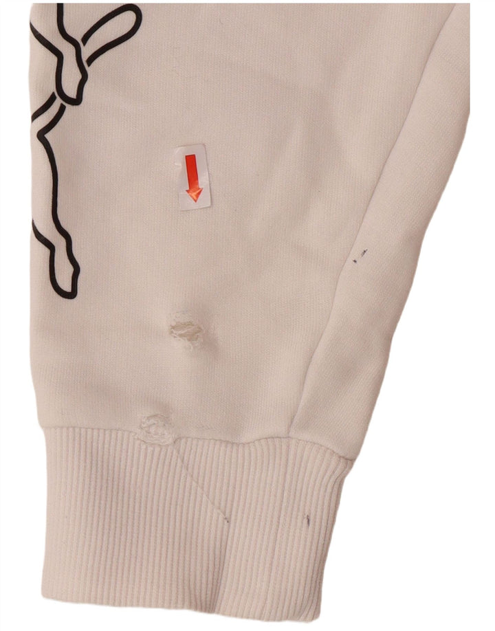 PUMA Oversized grafisk hættetrøjetrøje til kvinder UK 10 Lille hvid bomuld