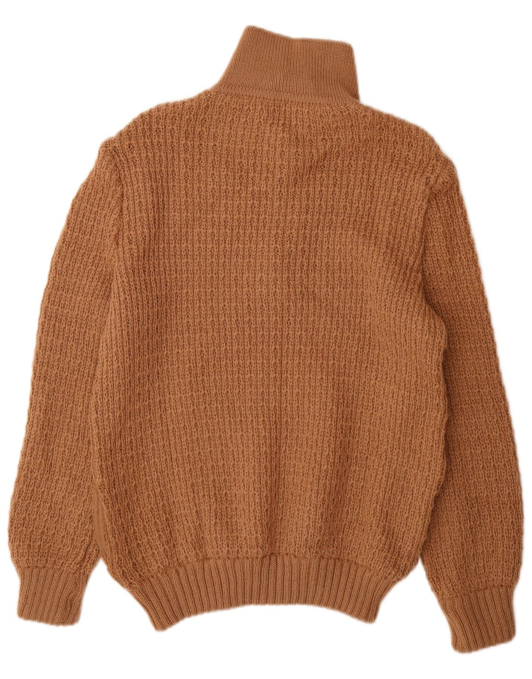 Vintage Herre Button Neck Jumper Sweater Medium Brun