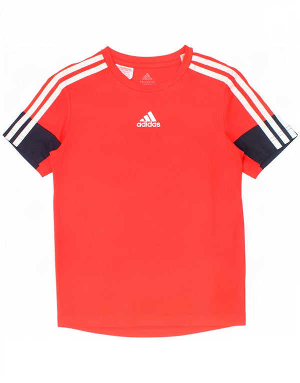 Adidas Boys Aeroready T-Shirt Top 7-8 år Rød Colourblock Polyester