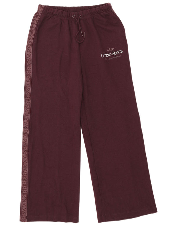 Umbro Womens Graphic Tracksuit Trousers UK 14 Large Burgundy Polyester