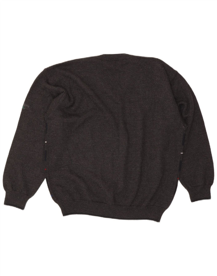 Navigare Herre V-hals sweater Stor Grå Geometrisk Uld