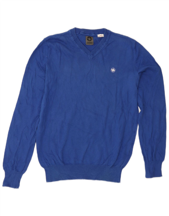 Murphy & Nye Herre Regular Fit V-hals sweater mellemblå bomuld