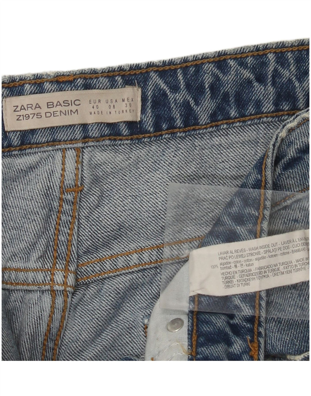 ZARA Womens Distressed Crop Jeans med brede ben EU 40 Medium W30 L25 Blå
