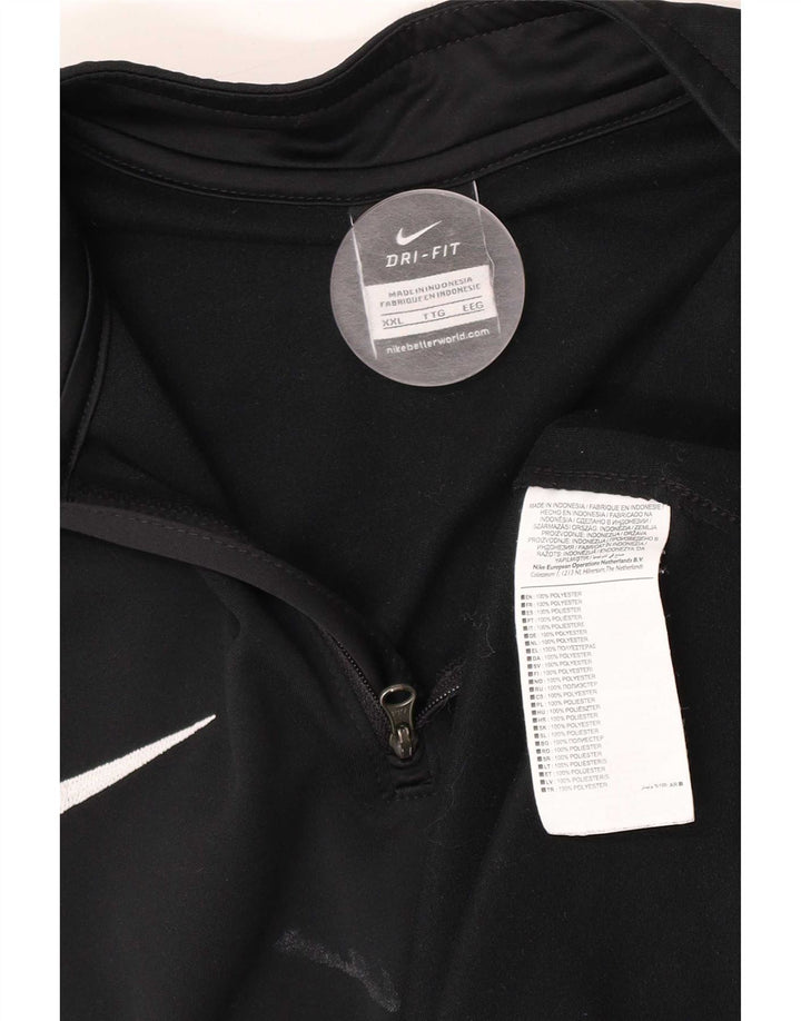 Nike Herre Dri Fit Pullover med lynlås-hals træningsdragt Top 2XL sort polyester