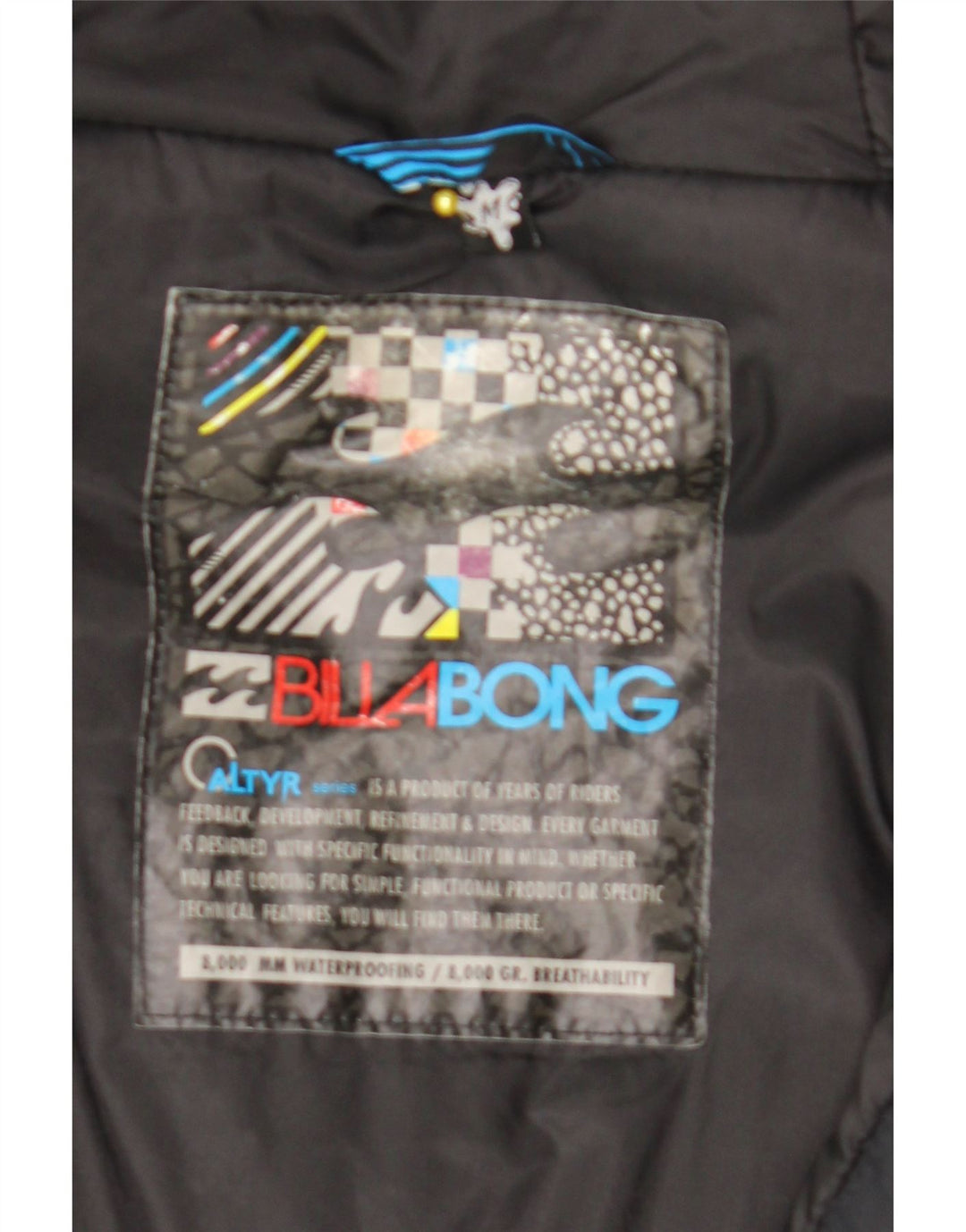 Billabong Herre Graphic Windbreaker Jacket UK 38 Medium Blue Geometric