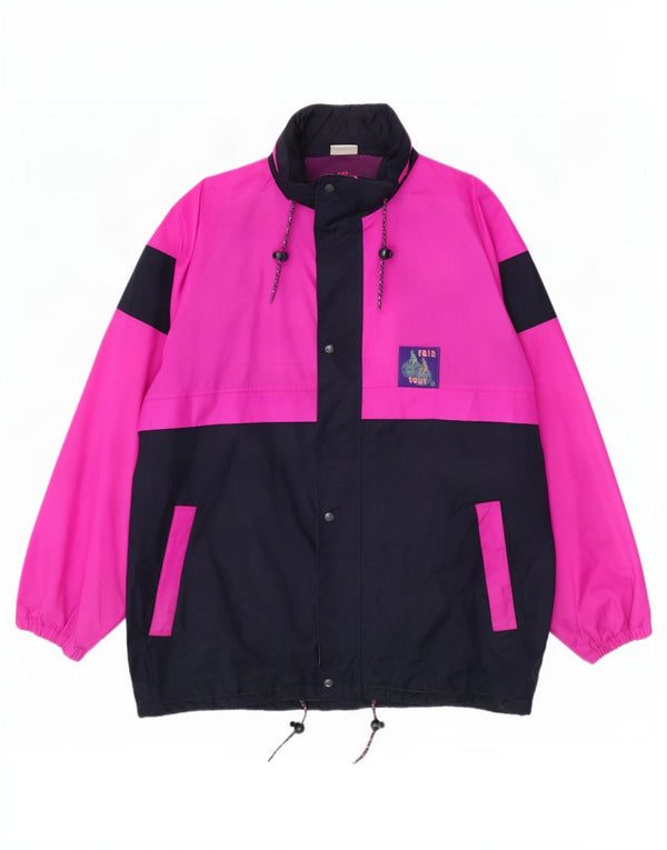 Vintage regnjakke med hætte til mænd UK 42 XL Pink Colourblock Polyamid